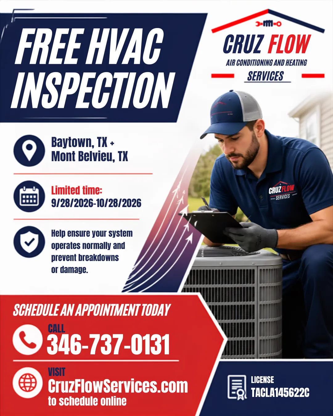 Free HVAC Inspections Now Available in Baytown and Mont Belvieu image